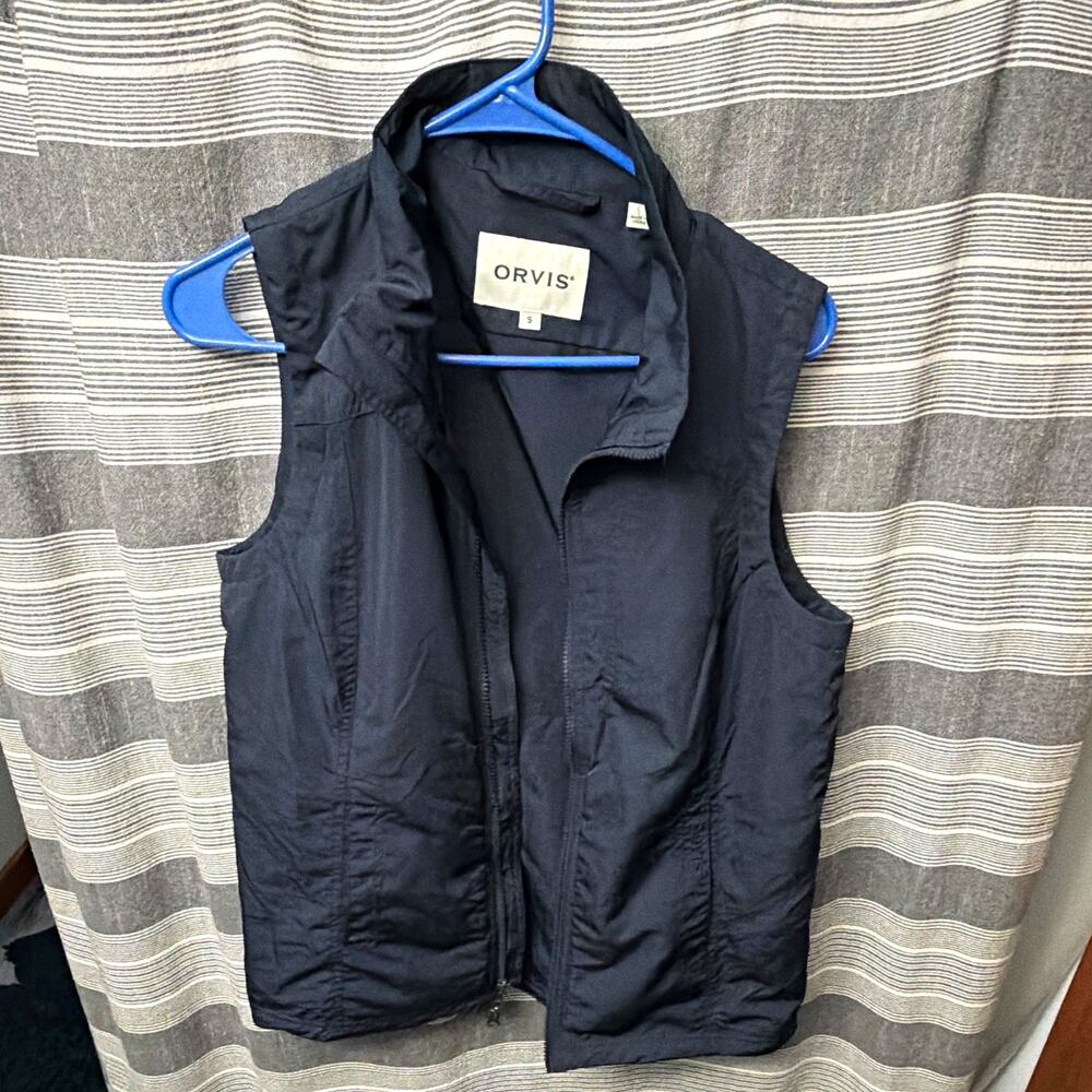 Orvis Women’s Blue Stand-Up Collar Lined Full Zip Vest Casual Solid Size S